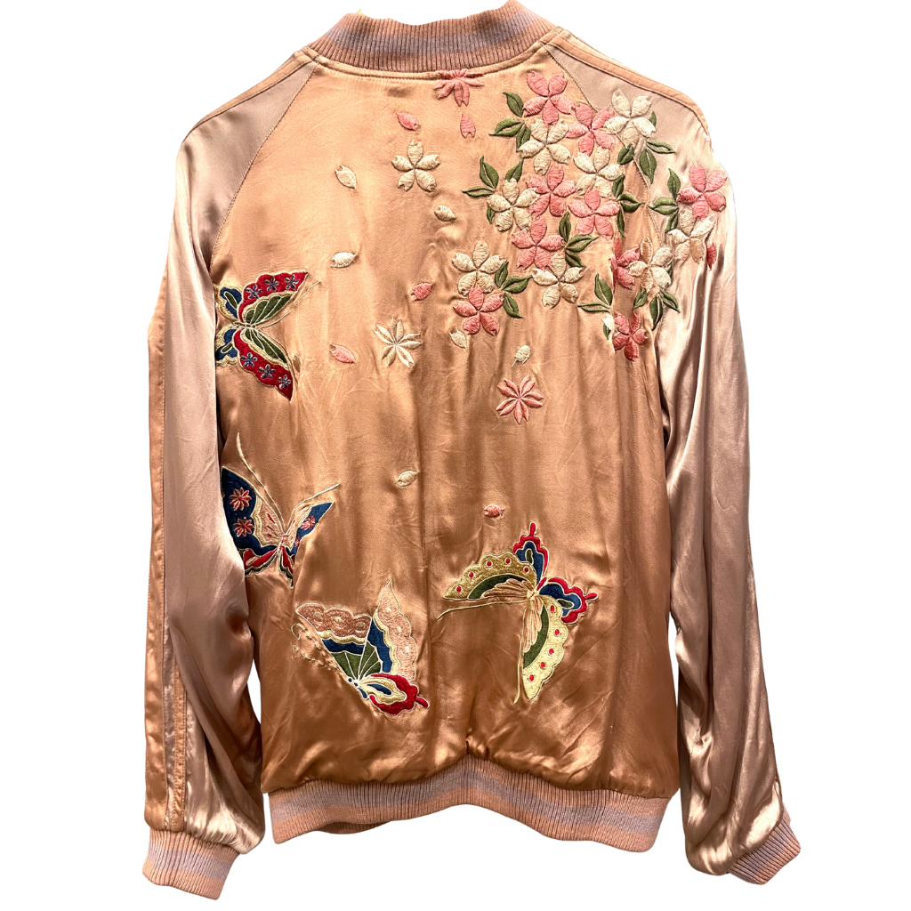 Vintage / Sakura, papillons, bateau au trésor, soleil, mont Fuji, grues