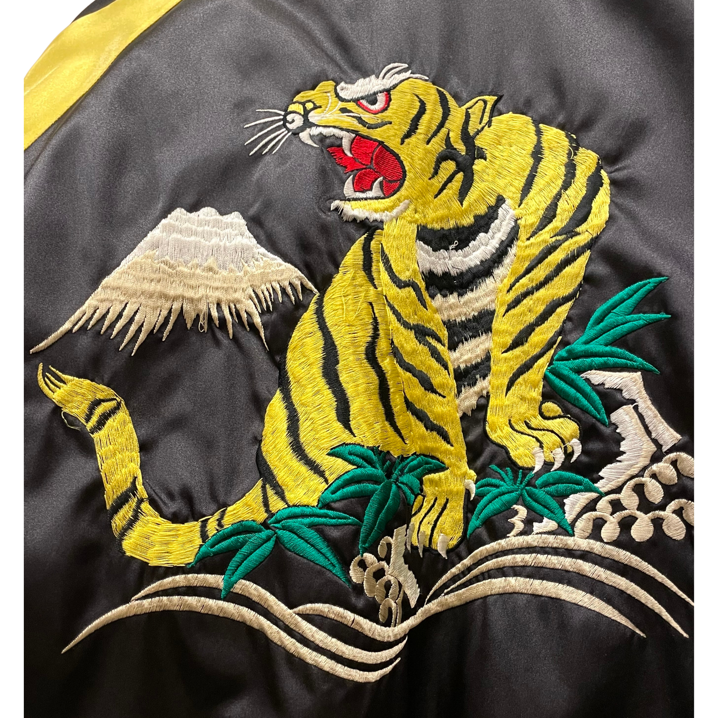 Vintage / Tigre, feuilles bambou , Mt.Fuji,  vague