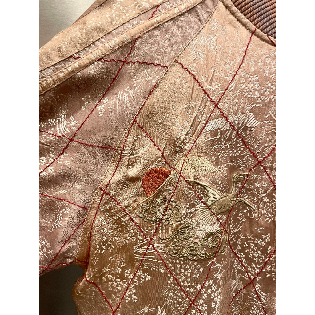 Vintage / Sakura, papillons, bateau au trésor, soleil, mont Fuji, grues